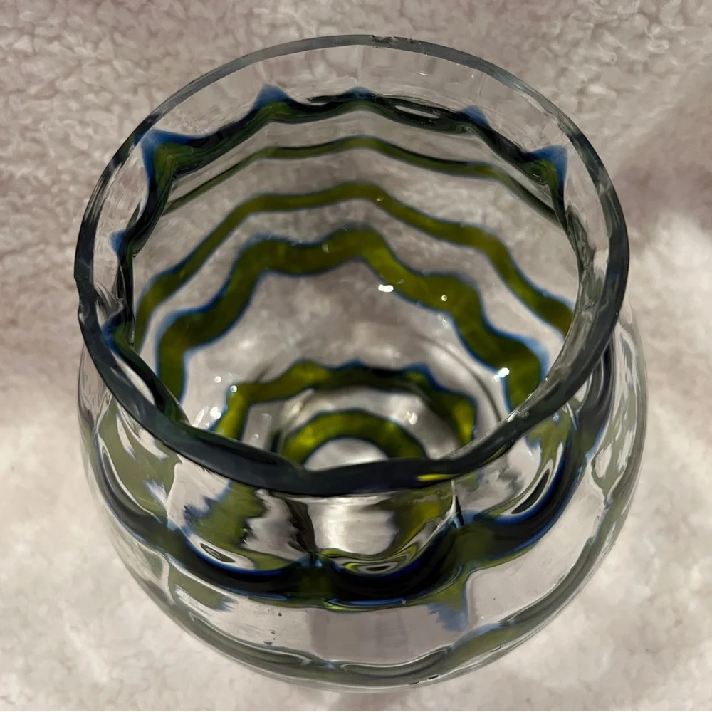 Vintage Czech Art Deco-era glass ball vase, likely by the Kralik glassworks, 30s